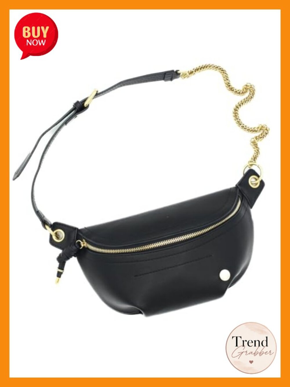 Vegan Leather Belt Bag Crossbody Adjustable Chain Strap Gold Hardware